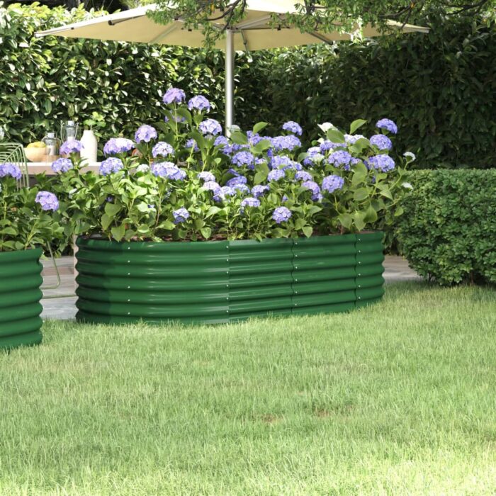 Lit surélevé de jardin Acier enduit de poudre 152x80x36 cm Vert – Image 1