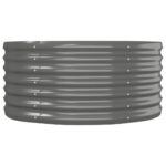 Lit surélevé de jardin Acier enduit de poudre 152x80x36 cm gris – Image 2