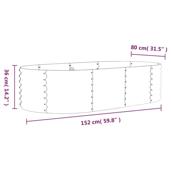 Lit surélevé de jardin Acier enduit de poudre 152x80x36 cm gris – Image 4