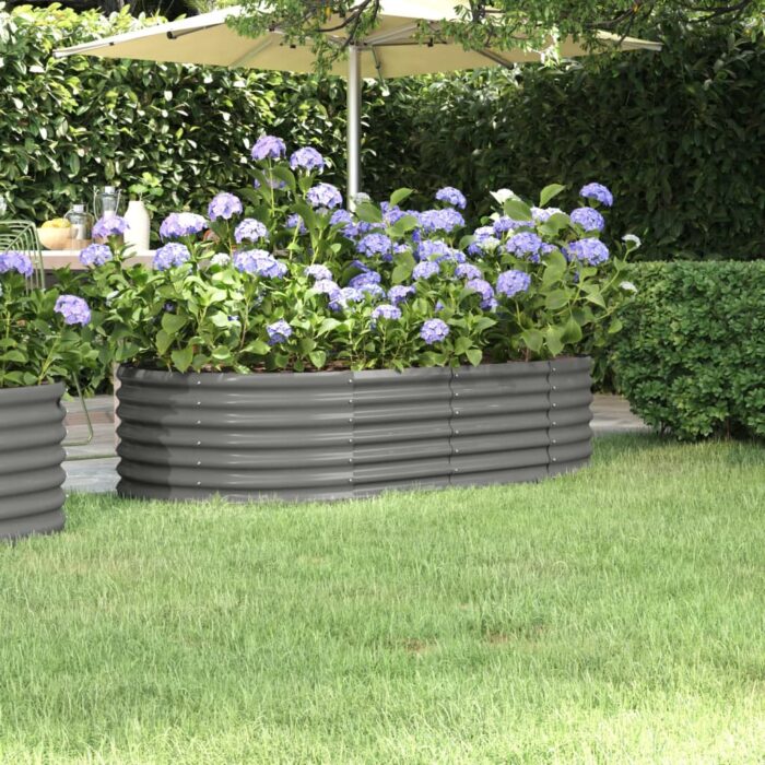 Lit surélevé de jardin Acier enduit de poudre 152x80x36 cm gris – Image 1