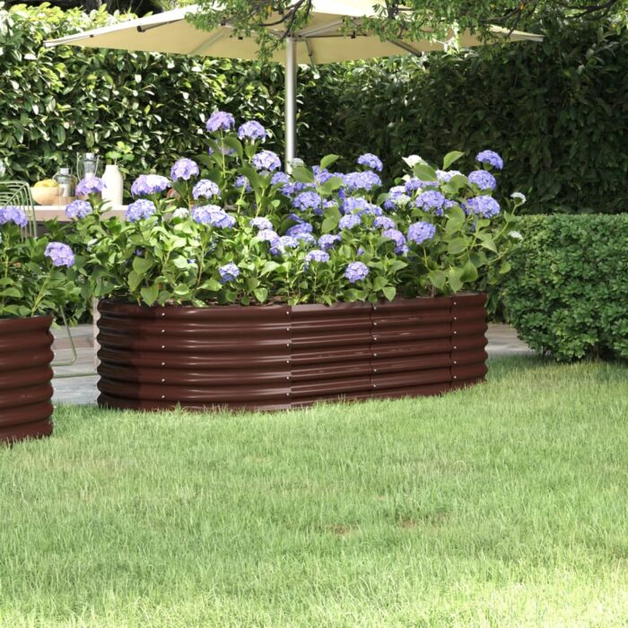 Lit surélevé de jardin Acier enduit de poudre marron – Image 1