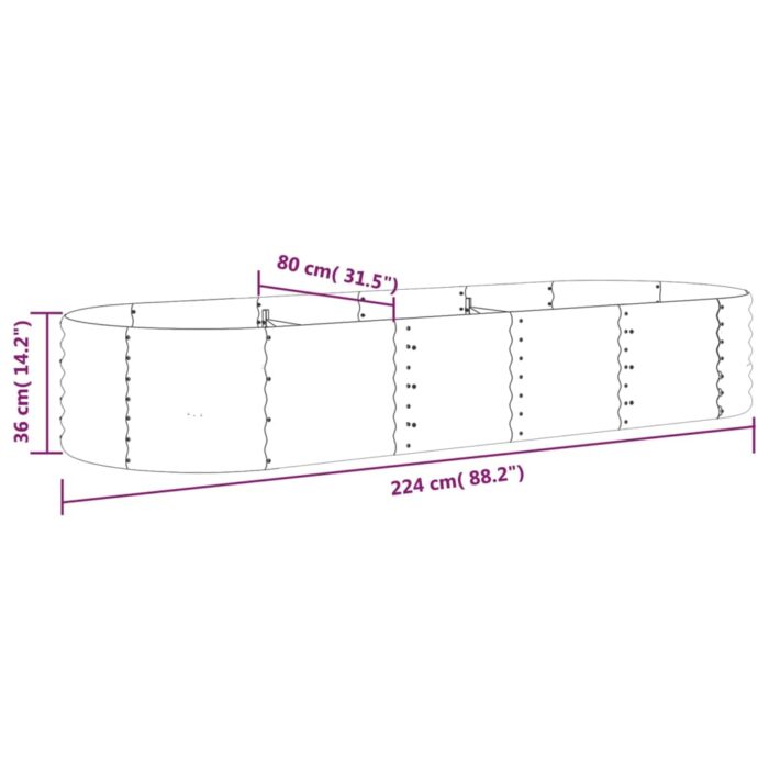 Lit surélevé de jardin Acier enduit de poudre 224x80x36 cm Vert – Image 4