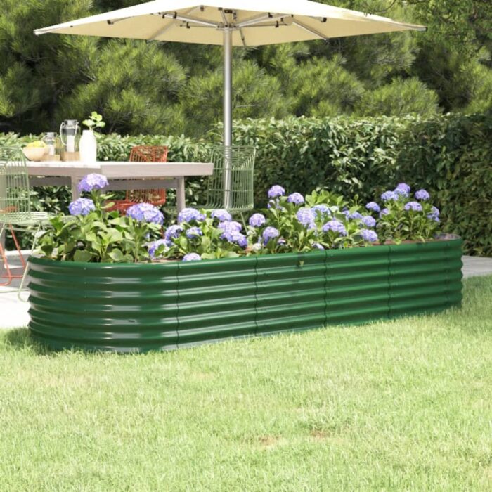 Lit surélevé de jardin Acier enduit de poudre 224x80x36 cm Vert – Image 1