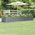 Lit surélevé de jardin Acier enduit de poudre 296x80x36 cm gris