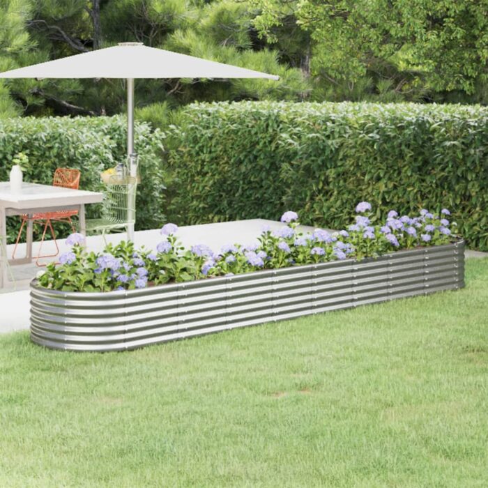 Lit surélevé de jardin Acier enduit de poudre Argenté – Image 1