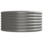 Lit surélevé de jardin Acier enduit de poudre 440x80x36 cm gris – Image 2