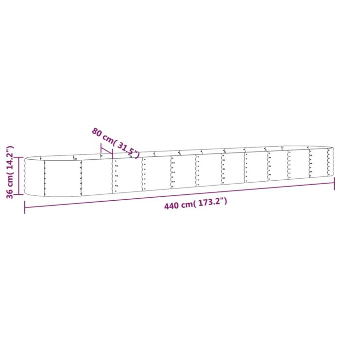 Lit surélevé de jardin Acier enduit de poudre 440x80x36 cm gris – Image 4