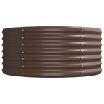 Lit surélevé de jardin Acier enduit de poudre marron – Image 2
