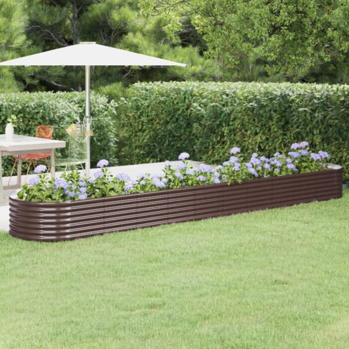 Lit surélevé de jardin Acier enduit de poudre marron – Image 1
