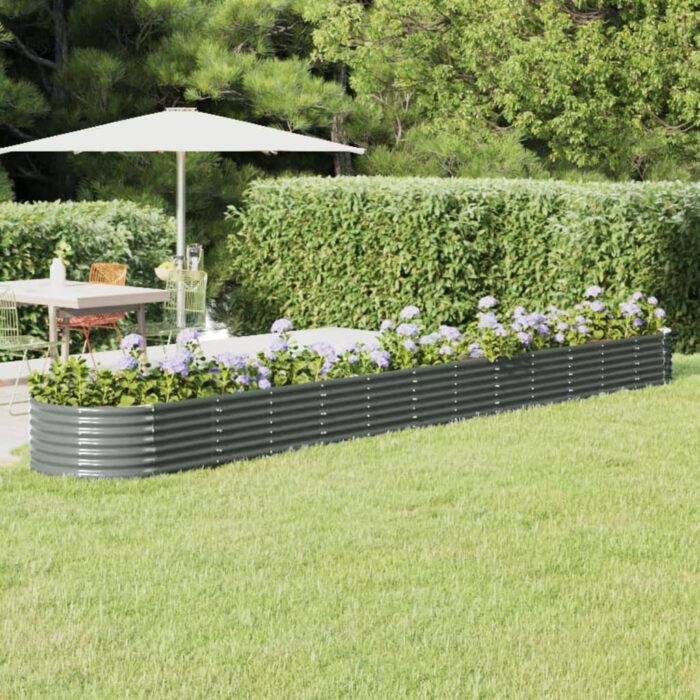 Lit surélevé de jardin Acier enduit de poudre 512x80x36 cm gris – Image 1