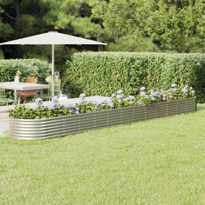 VXL8720286856451_m_en_hd_1.jpg Lit surélevé de jardin Acier enduit de poudre Argenté – Image 1