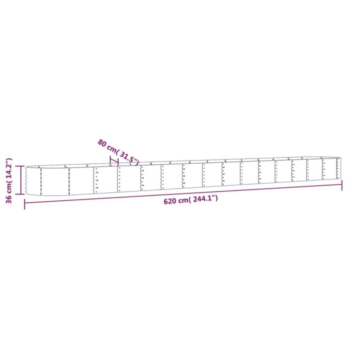 Lit surélevé de jardin Acier enduit de poudre 620x80x36 cm Vert – Image 4