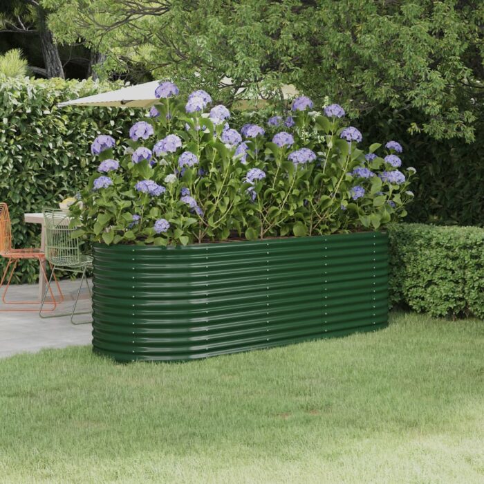 Lit surélevé de jardin Acier enduit de poudre 224x80x68 cm Vert – Image 1