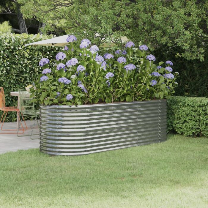 Lit surélevé de jardin Acier enduit de poudre Argenté – Image 1