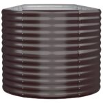 Lit surélevé de jardin Acier enduit de poudre marron – Image 2