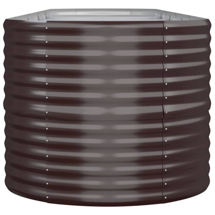 Lit surélevé de jardin Acier enduit de poudre marron – Image 2