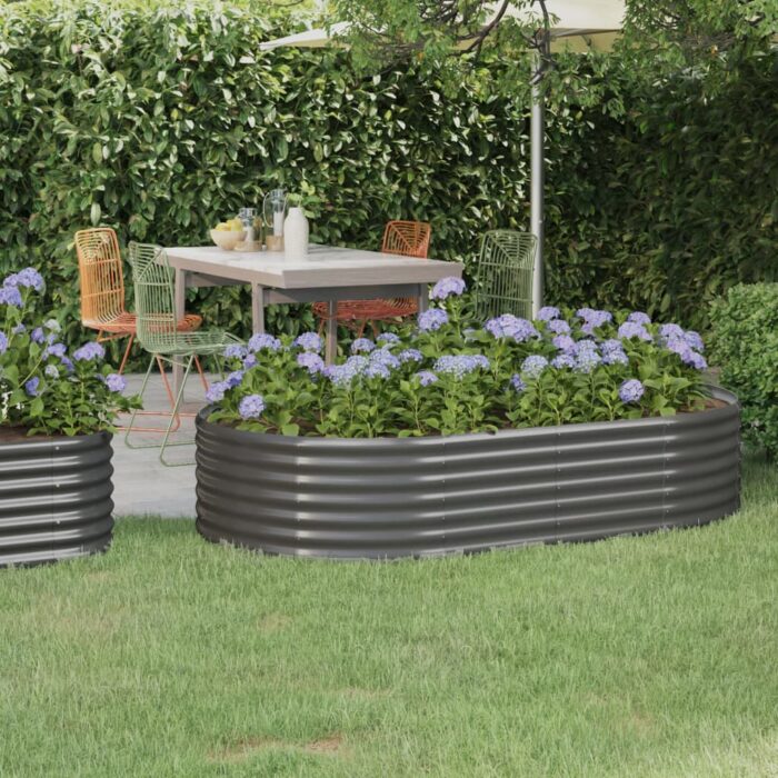 Lit surélevé de jardin Acier enduit de poudre 175x100x36cm gris – Image 1