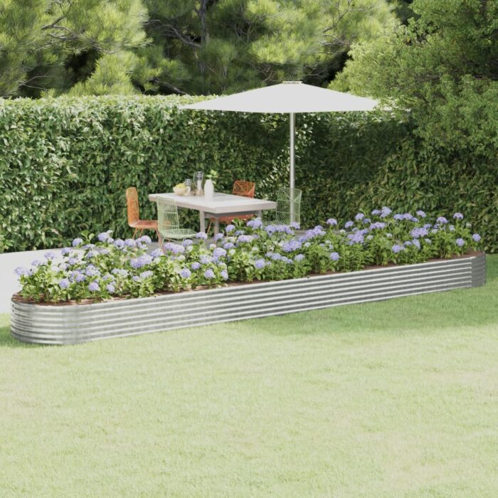 Lit surélevé de jardin Acier enduit de poudre Argenté – Image 1