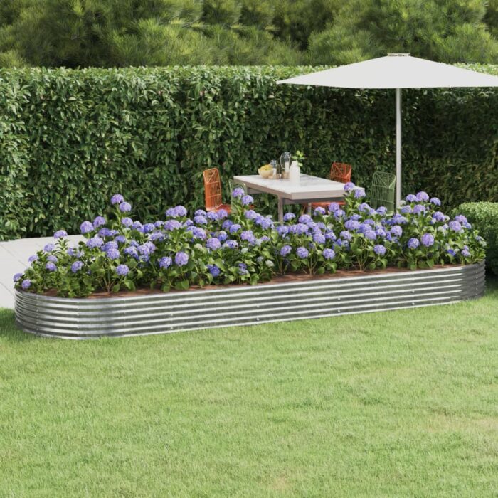 Lit surélevé de jardin Acier enduit de poudre Argenté – Image 1
