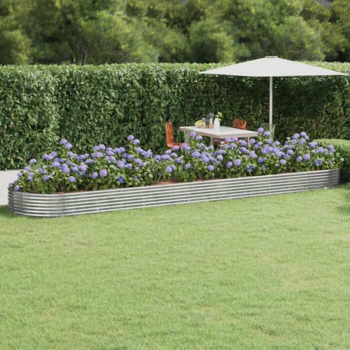 Lit surélevé de jardin Acier enduit de poudre Argenté – Image 1