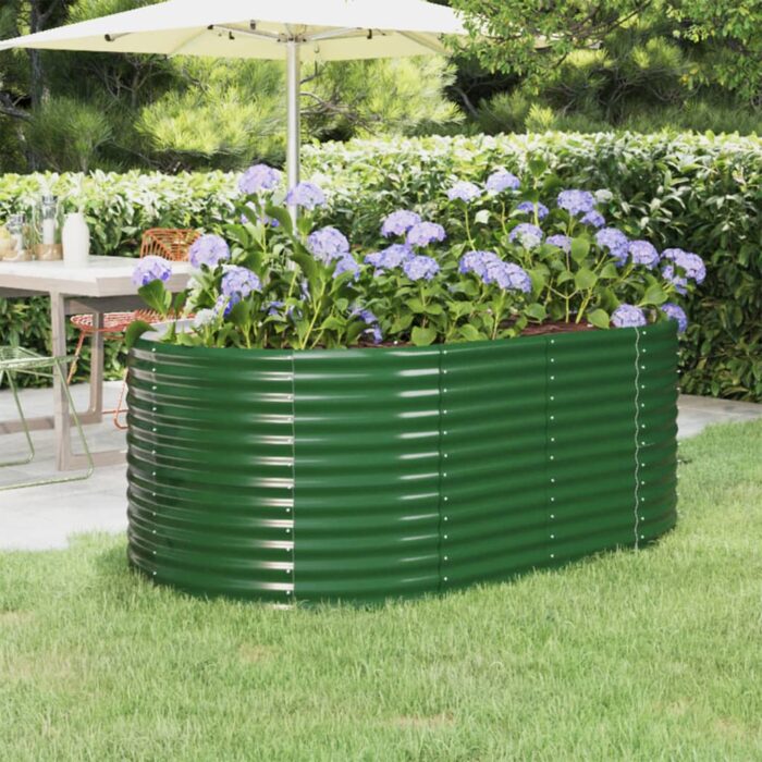 Lit surélevé de jardin Acier enduit de poudre 175x100x68cm Vert – Image 1