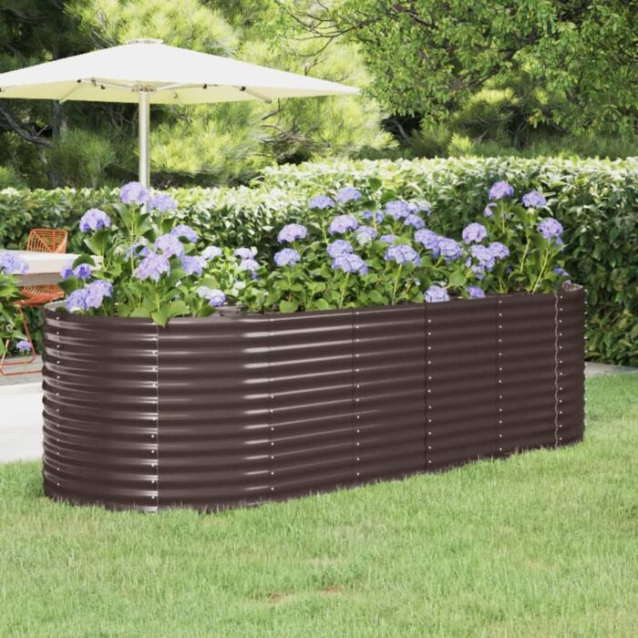VXL8720286857687_m_en_hd_1.jpg Lit surélevé de jardin Acier enduit de poudre marron – Image 1