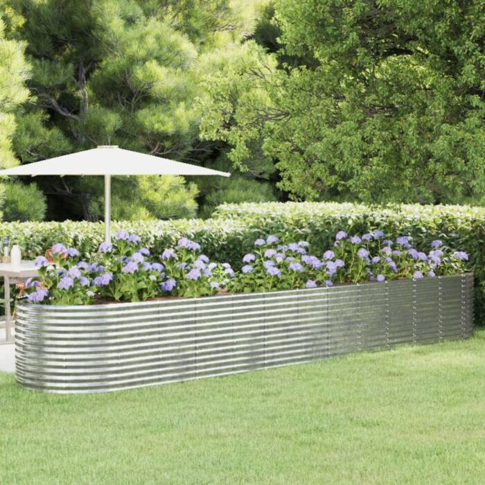 Lit surélevé de jardin Acier enduit de poudre Argenté – Image 1