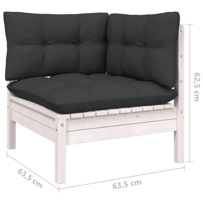 Canapé 2 places de jardin avec coussins anthracite Bois de pin – Image 3