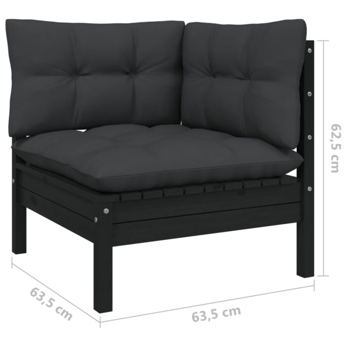 Canapé 2 places de jardin avec coussins anthracite Bois de pin – Image 3
