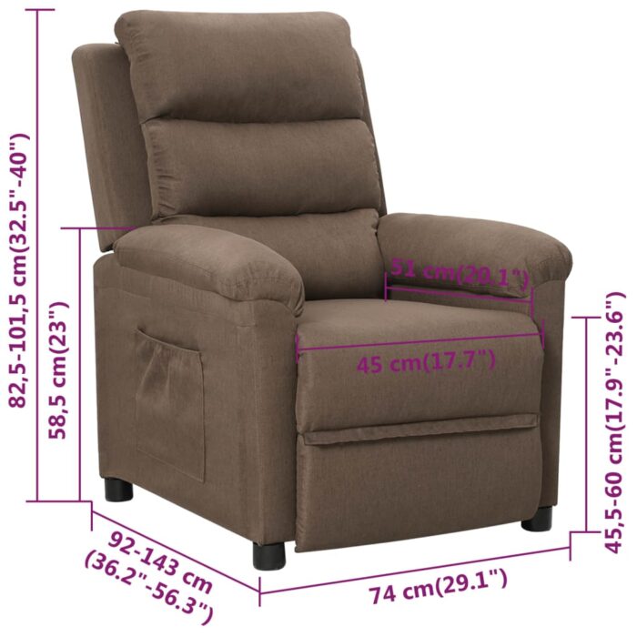 Fauteuil inclinable Taupe Tissu – Image 10