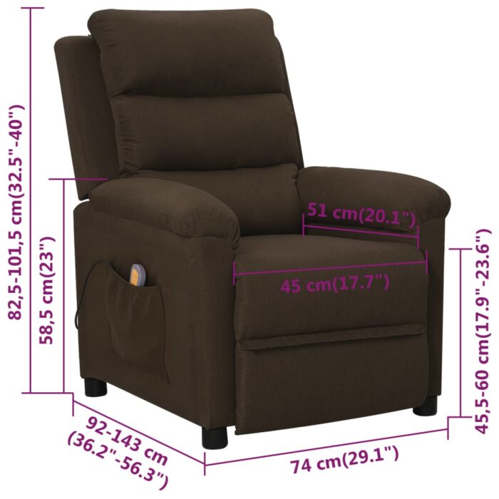 Fauteuil de massage Marron foncé Tissu – Image 10