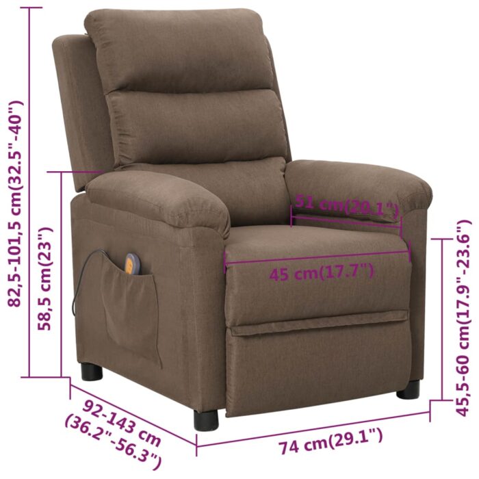 Fauteuil de massage Taupe Tissu – Image 10
