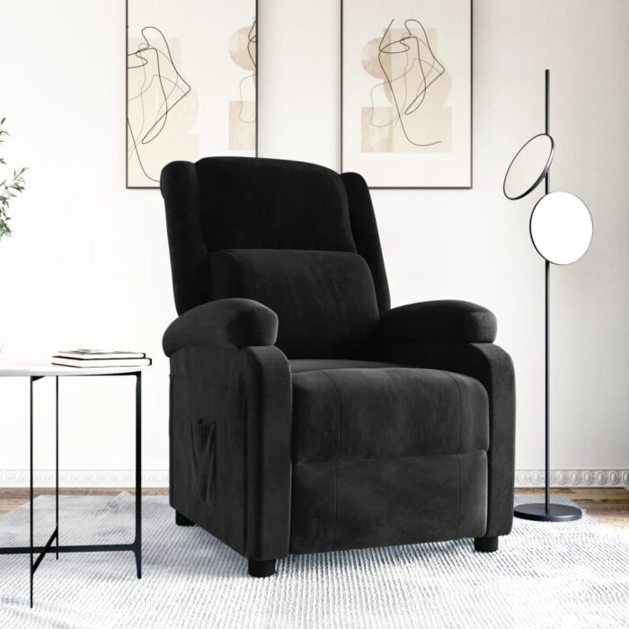 Fauteuil inclinable noir velours – Image 1