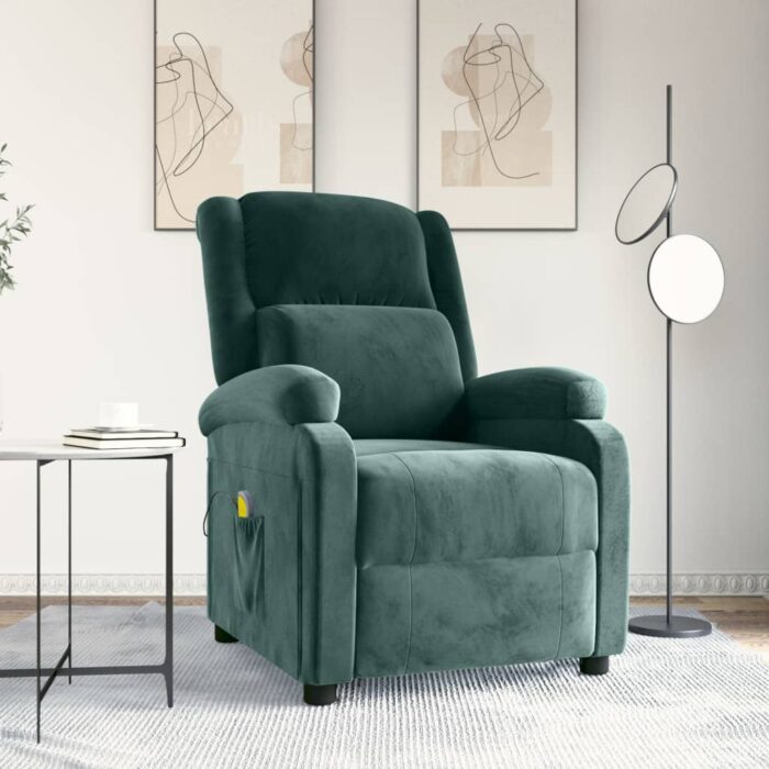 Fauteuil de massage Vert foncé velours – Image 1