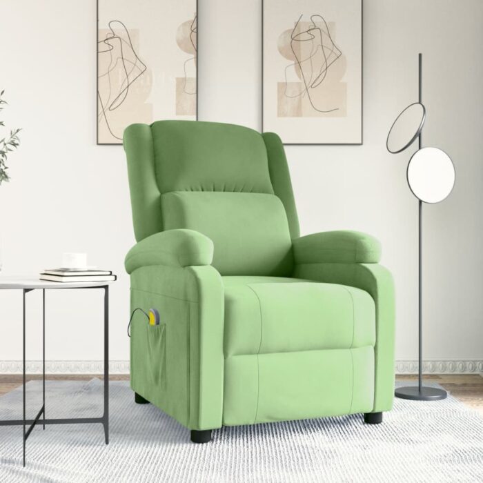 Fauteuil de massage Vert clair velours – Image 1