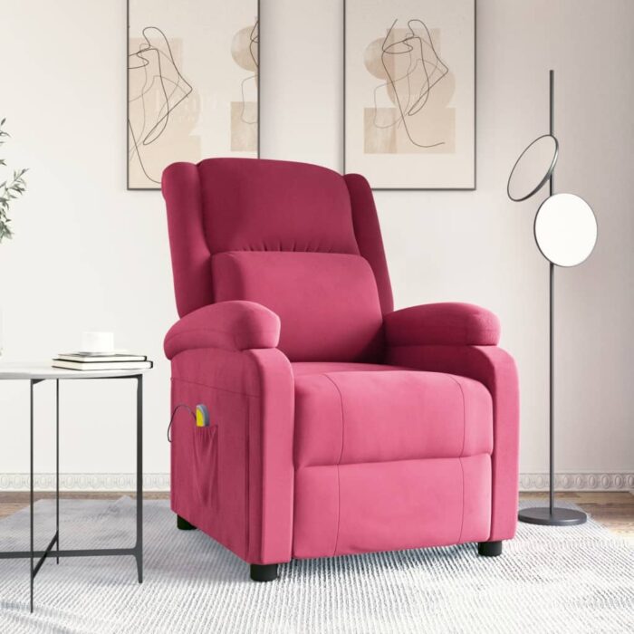 Fauteuil de massage Rouge bordeaux Velours – Image 1