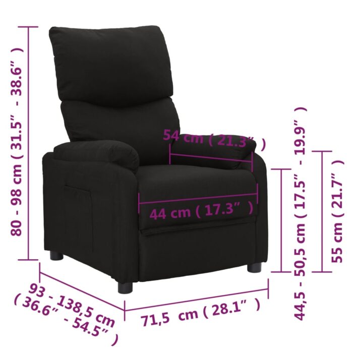 Fauteuil inclinable Noir Tissu – Image 7