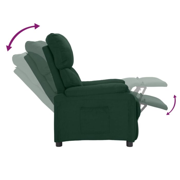 Fauteuil inclinable Vert foncé Tissu – Image 4