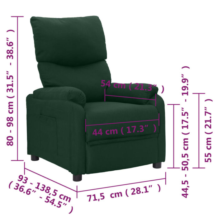 Fauteuil inclinable Vert foncé Tissu – Image 7