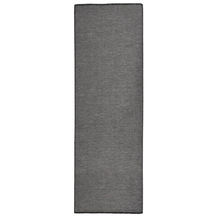 Tapis à tissage plat d'extérieur 80x250 cm Gris – Image 1