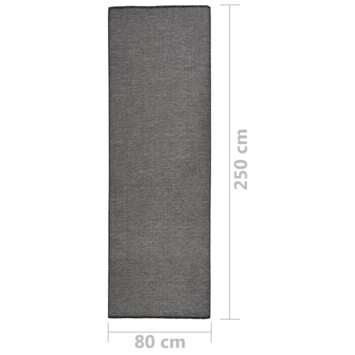 Tapis à tissage plat d'extérieur 80x250 cm Gris – Image 5