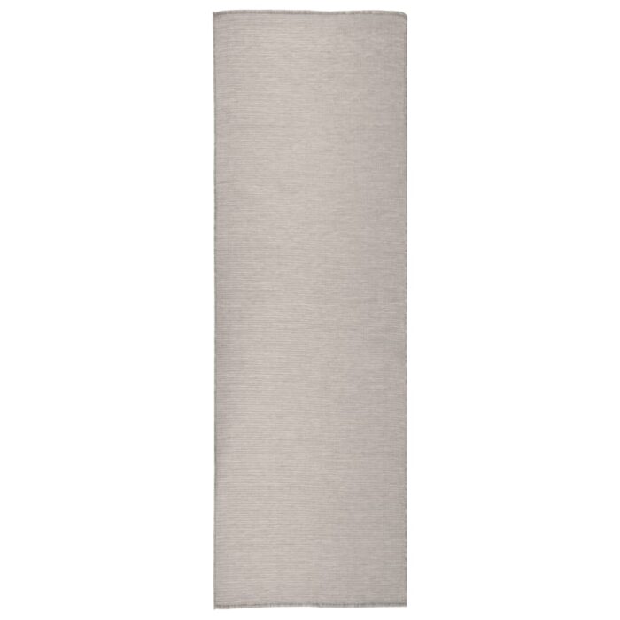 Tapis à tissage plat d'extérieur 80x250 cm Taupe – Image 1