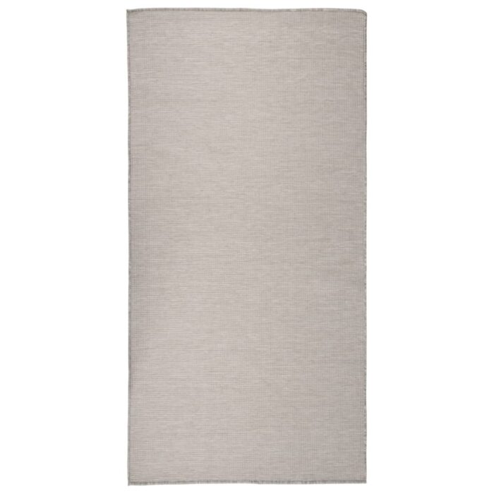 Tapis à tissage plat d'extérieur 100x200 cm Taupe – Image 1