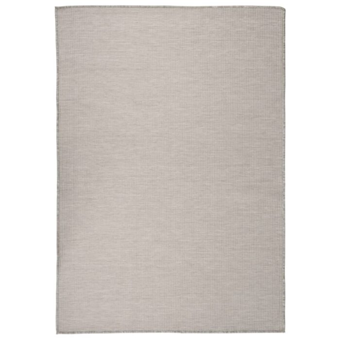 Tapis à tissage plat d'extérieur 140x200 cm Taupe – Image 1