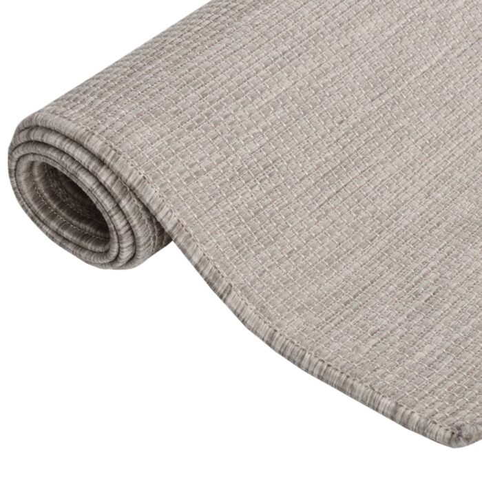 Tapis à tissage plat d'extérieur 140x200 cm Taupe – Image 2
