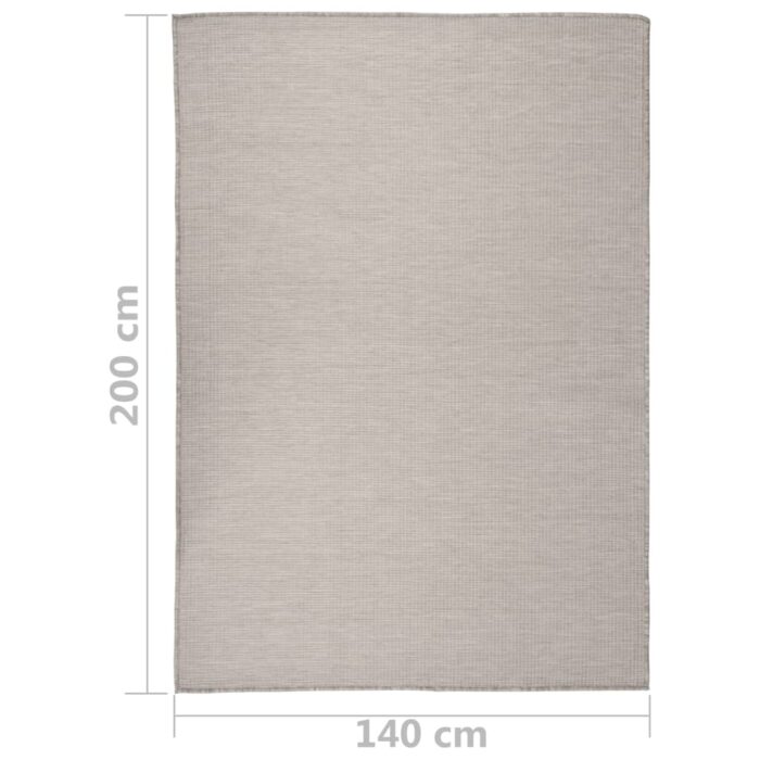 Tapis à tissage plat d'extérieur 140x200 cm Taupe – Image 5