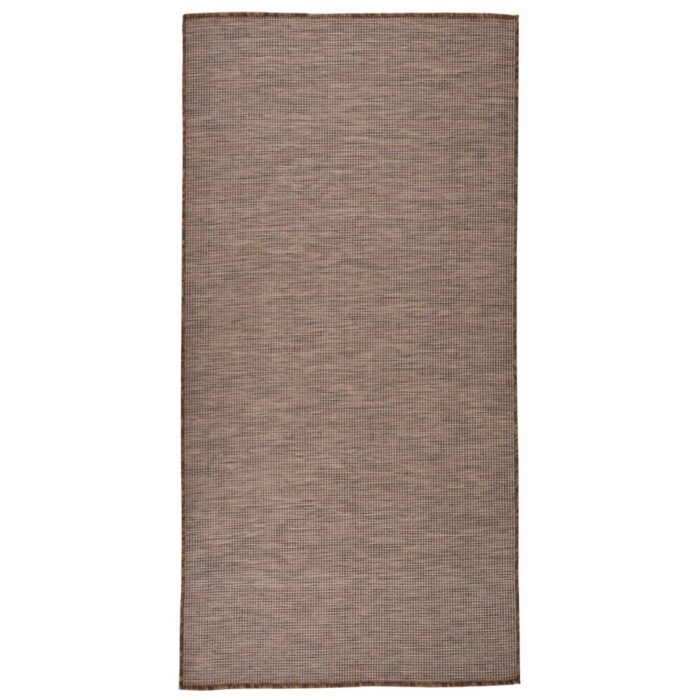 Tapis à tissage plat d'extérieur 100x200 cm Marron – Image 1