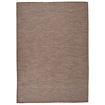 Tapis à tissage plat d'extérieur 140x200 cm Marron