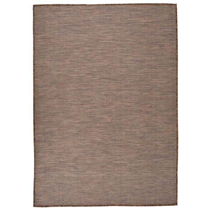 Tapis à tissage plat d'extérieur 140x200 cm Marron – Image 1