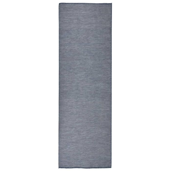 Tapis à tissage plat d'extérieur 80x250 cm Bleu – Image 1